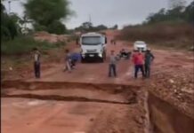 VÍDEO: aterro em cabeceira de ponte na Linha 135 cede e interrompe tráfego; secretário esclarece