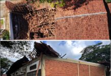 Telhado de pavilhão da prefeitura desaba e equipes analisam situação e reparos em Vilhena
