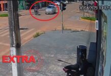 VÍDEO: Motociclista trafega na contramão e colide com carro em Vilhena; duas pessoas ficam feridas