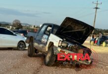 Acidente entre picape e Corola mobiliza Corpo de Bombeiros e PM na BR-435 em Cerejeiras