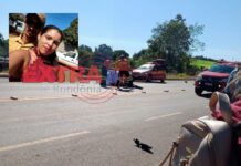 Grave acidente entre moto e picape deixa mulher morta e homem em estado grave na RO-370 em Corumbiara