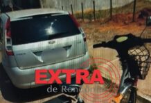 Condutora de bicicleta elétrica bate em carro estacionado e é encaminhada ao Hospital Regional em Vilhena