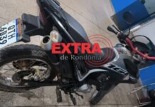Motocicleta furtada é encontrada abandonada em rua de Vilhena