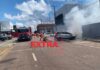 VÍDEO: carro pega fogo e Corpo de Bombeiros é acionado no centro de Vilhena