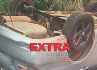 Veículo capota em estrada rural e deixa dois feridos em Cerejeiras