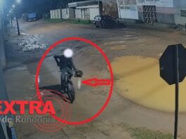 Câmeras registram ladrão arrombando oficina para furtar motosserra em Vilhena