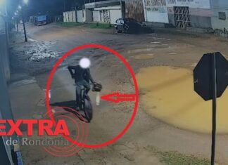Câmeras registram ladrão arrombando oficina para furtar motosserra em Vilhena