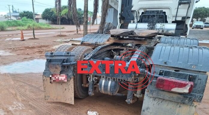 Motorista de carreta é localizado pela PM após causar acidente e fugir do local em Vilhena