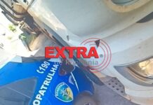 Casal é preso após perseguição, abandono de incapaz e caminhão ser arremessado contra viatura da PM em Vilhena