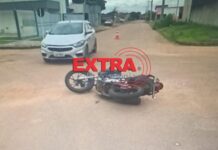 Motociclista é socorrido após colisão no bairro Jardim América em Vilhena