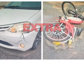 Colisão entre carro e bicicleta elétrica deixa mulher ferida em Vilhena