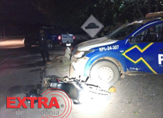 Motocicleta com restrição por estelionato é recuperada e condutor embriagado é preso após atingir viatura da PM em Santa Luzia do Oeste