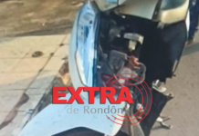 Colisão entre carro e motoneta deixa jovem com nariz fraturado no Centro de Vilhena