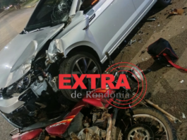 VÍDEO: motociclista perde controle e colide de frente com carro em Vilhena