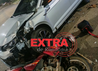 VÍDEO: motociclista perde controle e colide de frente com carro em Vilhena