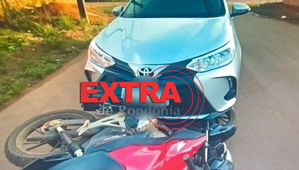 Carro colide com motocicleta e arrasta veículo por alguns metros em Vilhena