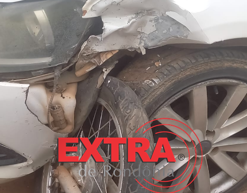 Colisão entre carro e moto deixa ferido no Residencial Florença em Vilhena