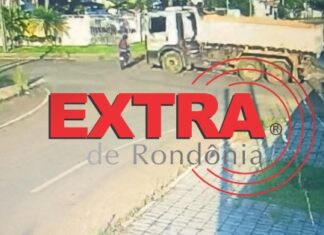 Caminhão avança preferencial e faz motociclista colidir contra poste no bairro 5º BEC em Vilhena