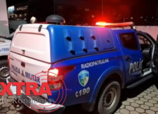 Homem é detido pela PM após arrancar placa de sinalização em frente a escola em Vilhena