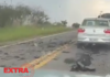 VÍDEO: raio atinge rodovia, danifica asfalto e assusta caminhoneiro durante tempestade em Vilhena